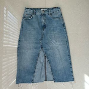 Denim midi skirt slit